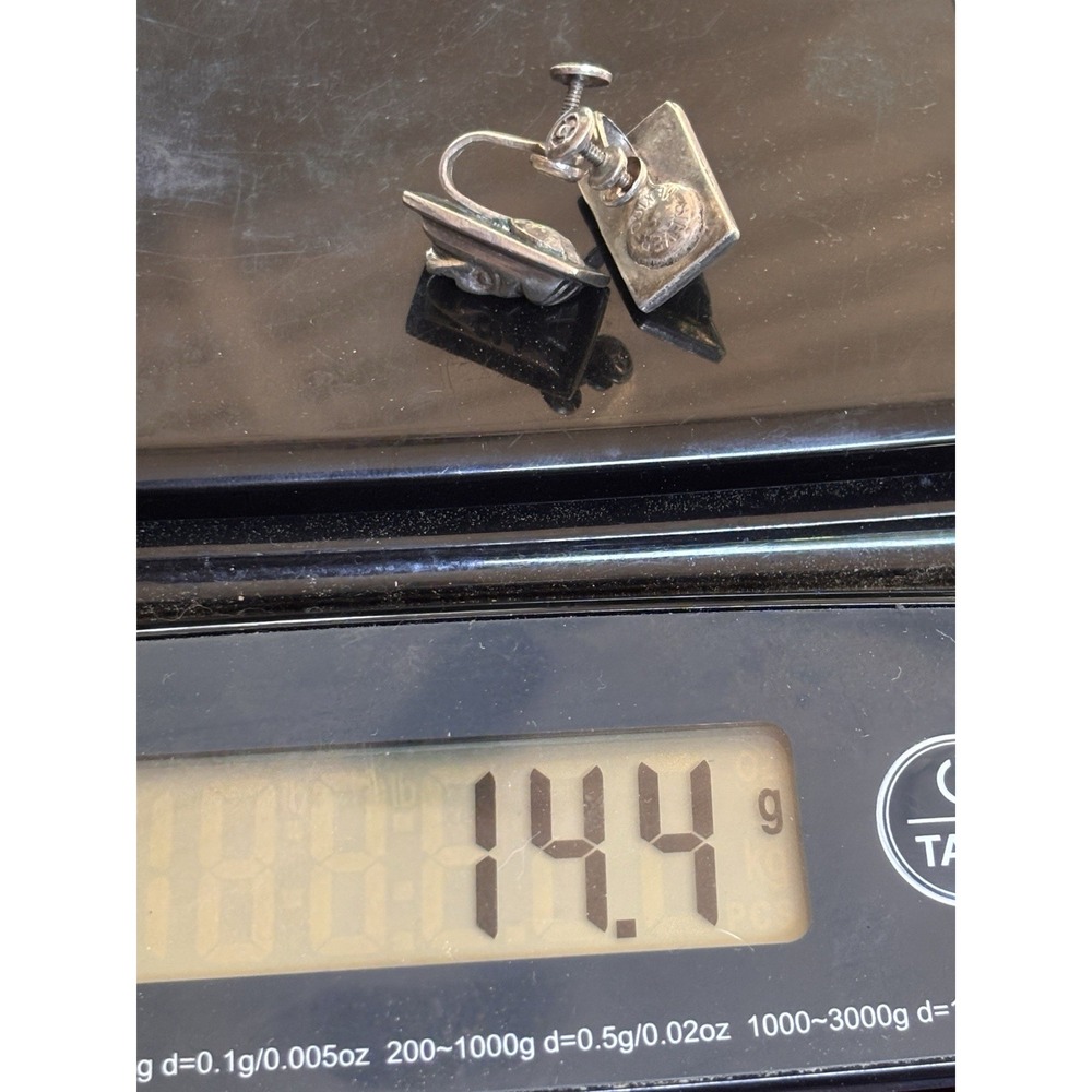 Vintage Sterling 925 Face Screwback Earrings Mexico 14.4 Grams - Picture 11 of 11